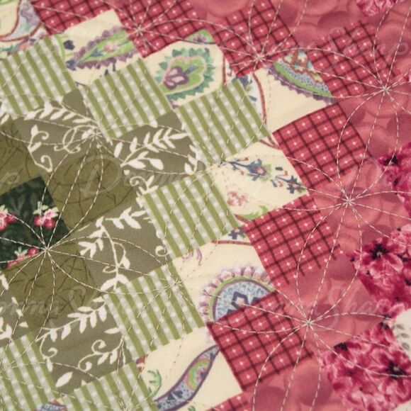 NEW! Sweet Melon KING Size Printed Quilt Set Diamond Farmhouse Country - Picture 3 of 5